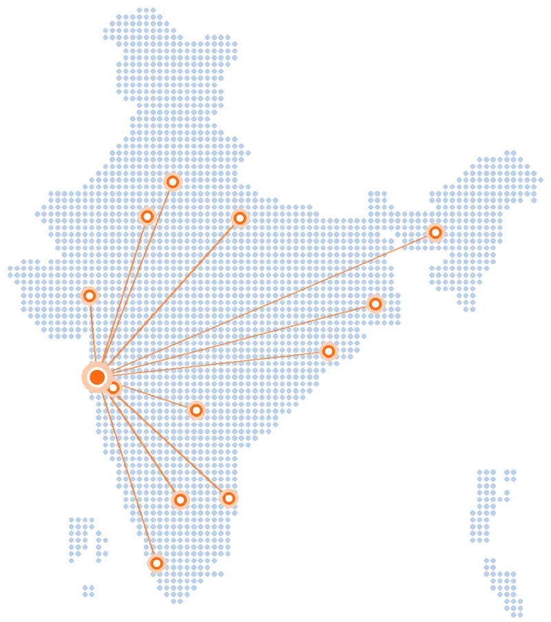 Map of India showing L1Spot service locations